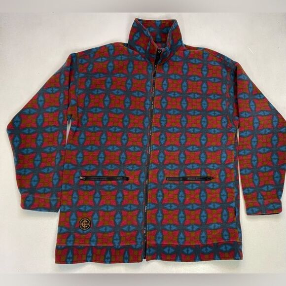 VINTAGE Columbia All Over Pattern Fleeve Jacket Men XXL Multicolor 90s - Picture 1 of 6